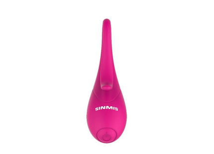 Vibrant pink teardrop-shaped silicone vibrator nalone coco vibrator-klemmen with sinmis branding and power button