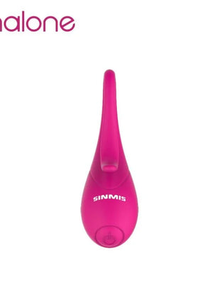 Vibrant pink teardrop-shaped silicone vibrator nalone coco vibrator-klemmen with sinmis branding and power button