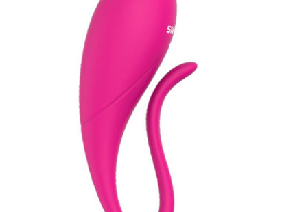 Vibrant pink silikon vibrator von nalone namens coco mit schlankem, gebogenem design und kleinem logo oben