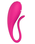 Vibrant pink silikon vibrator von nalone namens coco mit schlankem, gebogenem design und kleinem logo oben