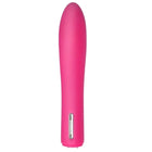Ein pinker silikone magic stick rabbit vibrator mit glattem, konischem design und sinnisschriftzug am silberakzent