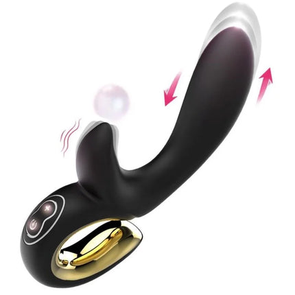 Nalone lulu magic stick rabbit vibrator rosa schwarzer und goldener silikon-vibrationsspielzeug mit zwei tasten