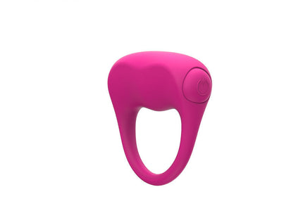 Ein vibrierender nalone vibrating ring in lebhaftem rosa mit glattem rundem design und integriertem knopfelement