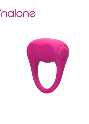 Ein vibrierender nalone vibrating ring in lebhaftem rosa mit glattem rundem design und integriertem knopfelement