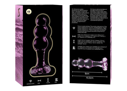 NEBULA SERIES BY IBIZA - MODELL 1 STECKER BOROSILIKATGLAS TRANSPARENT 10.5 CM -O- 3 CM - Analplug