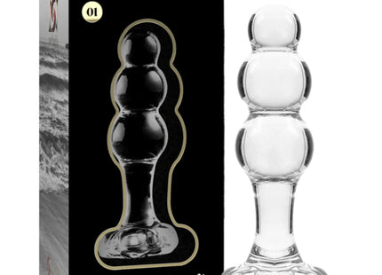 NEBULA SERIES BY IBIZA - MODELL 1 STECKER BOROSILIKATGLAS TRANSPARENT 10.5 CM -O- 3 CM - Analplug