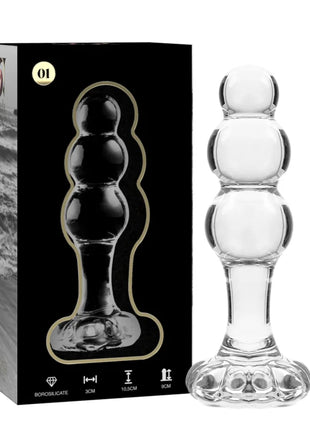 NEBULA SERIES BY IBIZA - MODELL 1 STECKER BOROSILIKATGLAS TRANSPARENT 10.5 CM -O- 3 CM - Analplug