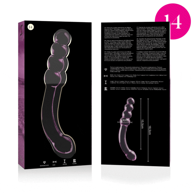 NEBULA SERIES BY IBIZA - MODELL 14 DILDO BOROSILIKATGLAS KLAR 18.5 CM -O- 3 CM - Glasdildo