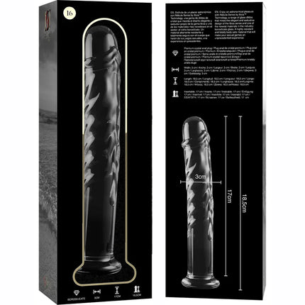 NEBULA SERIES BY IBIZA - MODELL 16 DILDO BOROSILIKATGLAS - 18.5 CM -O- 3 CM - Glas Analplug
