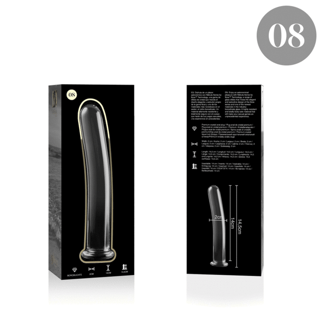 NEBULA SERIES BY IBIZA - MODELL 8 DILDO BOROSILIKATGLAS KLAR 14.5 CM -O- 2 CM - Glasdildo