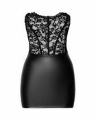 Noir Handmade – Spitzen-Wetlook Minikleid mit verstellbaren Trägern (F282) - S / Black - Minikleid