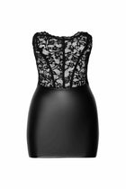 Noir Handmade – Spitzen-Wetlook Minikleid mit verstellbaren Trägern (F282) - S / Black - Minikleid