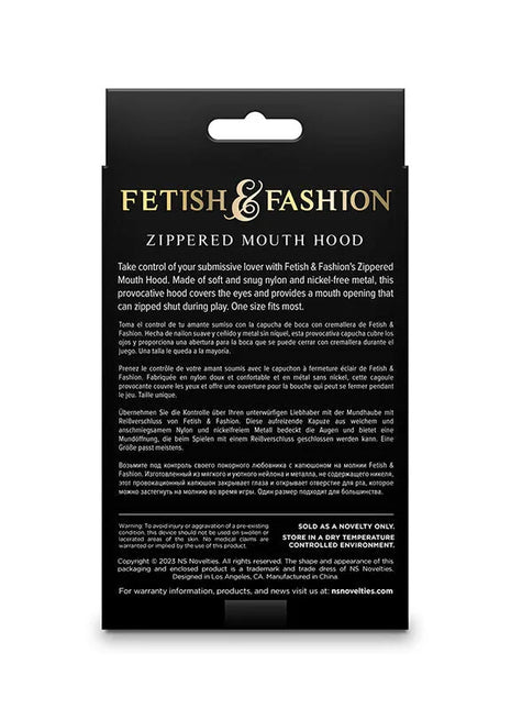 NS NOVELTIES - FETISH & FASHION GESCHLOSSENE MUNDHAUBE MIT REISSVERSCHLUSS NYLON SCHWARZ