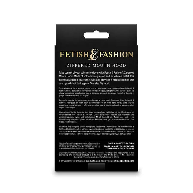 NS NOVELTIES - FETISH & FASHION GESCHLOSSENE MUNDHAUBE MIT REISSVERSCHLUSS NYLON SCHWARZ