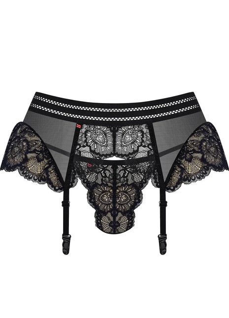 853-GAR-1 Strumpfhaltergürtel + T-String schwarz von Obsessive - S/M / schwarz - Strumpfhaltergürtel
