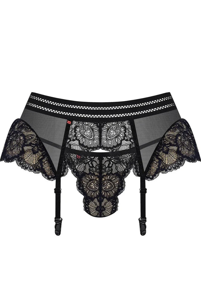 853-GAR-1 Strumpfhaltergürtel + T-String schwarz von Obsessive - S/M / schwarz - Strumpfhaltergürtel