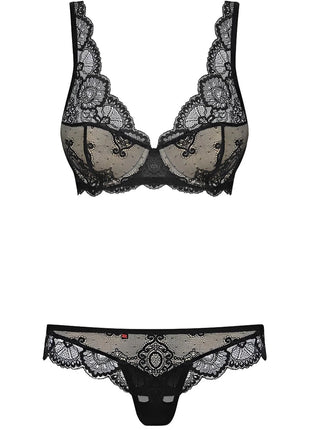 OBSESSIVE – 853-SET-1 Dessous-Set BH & String mit Unterfütterung - S/M / Black - Sexy Dessous-Set