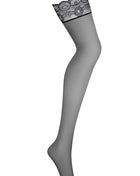 OBSESSIVE – 853-STO-1 Strapsstrümpfe aus Netzstoff & Spitze - S/M / Black - Strapsstrümpfe