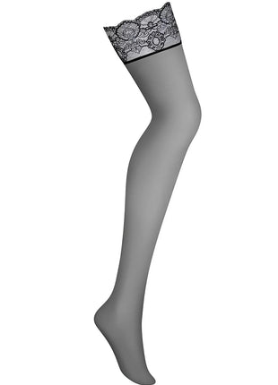 OBSESSIVE – 853-STO-1 Strapsstrümpfe aus Netzstoff & Spitze - S/M / Black - Strapsstrümpfe