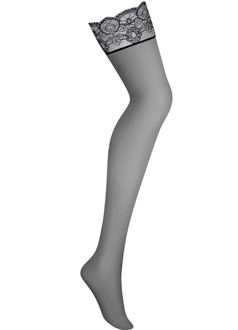 OBSESSIVE – 853-STO-1 Strapsstrümpfe aus Netzstoff & Spitze - S/M / Black - Strapsstrümpfe