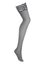 OBSESSIVE – 853-STO-1 Strapsstrümpfe aus Netzstoff & Spitze - S/M / Black - Strapsstrümpfe