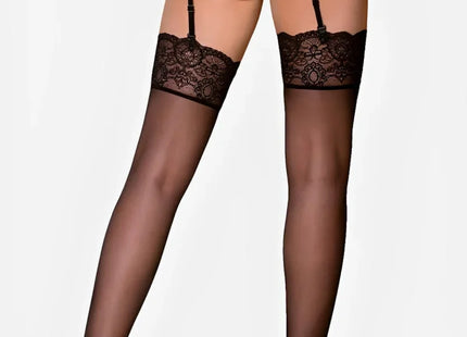 OBSESSIVE – 853-STO-1 Strapsstrümpfe aus Netzstoff & Spitze - Strapsstrümpfe