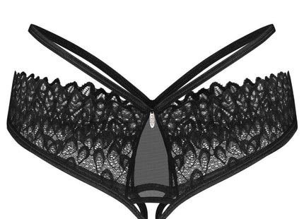OBSESSIVE – Donarella Slip ouvert mit Stickerei - XS/S / Black - Höschen mit Öffnung