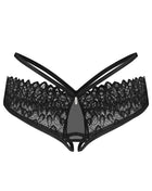 OBSESSIVE – Donarella Slip ouvert mit Stickerei - XS/S / Black - Höschen mit Öffnung