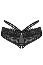 OBSESSIVE – Donarella Slip ouvert mit Stickerei - XS/S / Black - Höschen mit Öffnung