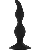 Schwarzer silikon analplug ohmama 12 cm mit gebogenem wavy ergonomischem saugnapfstopfen