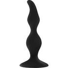 Schwarzer silikon analplug ohmama 12 cm mit gebogenem wavy ergonomischem saugnapfstopfen