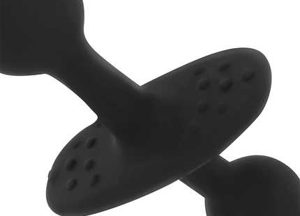 Schwarzer ohmama silikon anal-stecker mit strukturierter rundenenden und zentralem kreuzdesign 30 cm