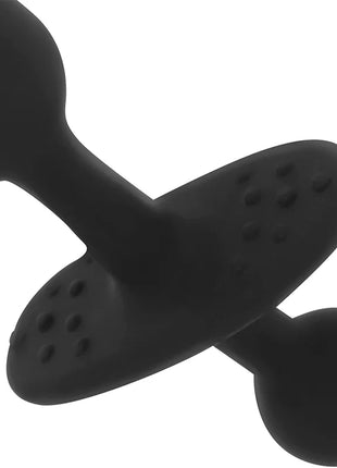 Schwarzer ohmama silikon anal-stecker mit strukturierter rundenenden und zentralem kreuzdesign 30 cm