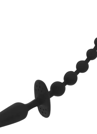 Ohmama schwarz silikon anal-stecker mit tapered spitze und perlenkette 30 cm lang