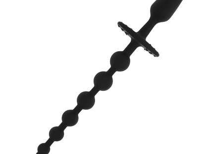 Schwarzer silikon analstecker mit tapered spitze und gleichmäßig verteilten kugeln 30 cm von ohmama