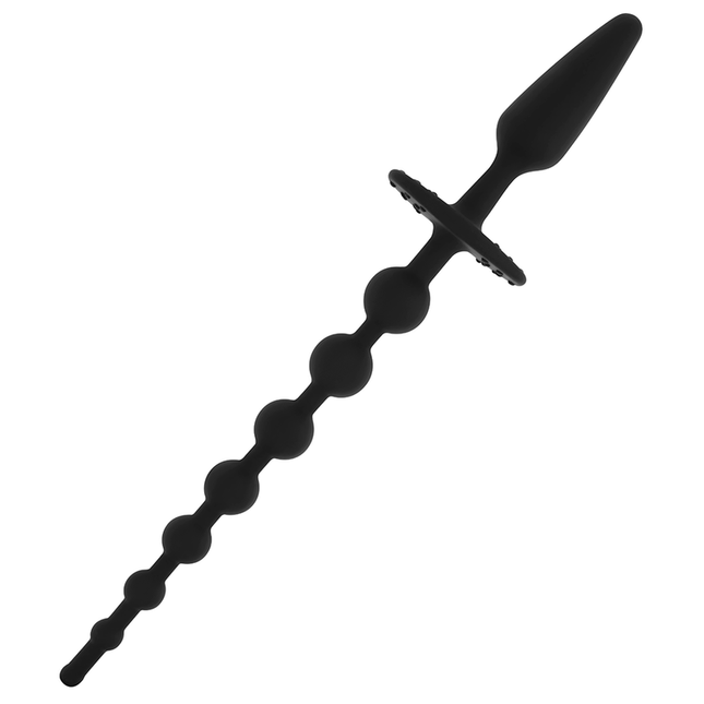 Schwarzer silikon analstecker mit tapered spitze und gleichmäßig verteilten kugeln 30 cm von ohmama