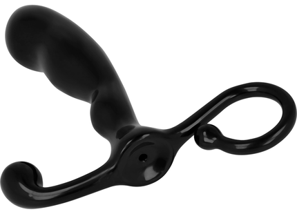 Schwarzer silikon analplug ohmama mit ring 11,5 cm ergonomisch geformt und mit schlaufe am griff