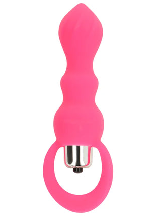 Ohmama analstimulator mit vibration 9 cm rosa silikon mit ring und metallkomponenten