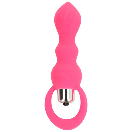 Ohmama analstimulator mit vibration 9 cm rosa silikon mit ring und metallkomponenten