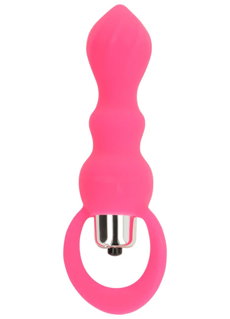 Ohmama analstimulator mit vibration 9 cm rosa silikon mit ring und metallkomponenten
