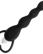 Schwarzer ohmama analstimulator mit vibration aus silikon mit herzförmigem ring und klarem plastspitze