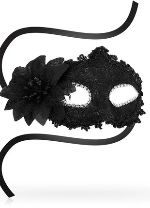 OHMAMA - ANTIZAZ-MASKEN SEITLICHE BLUME IM VENEZIANISCHEN STIL - SCHWARZ - Venezianische Masken