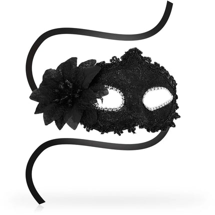 OHMAMA - ANTIZAZ-MASKEN SEITLICHE BLUME IM VENEZIANISCHEN STIL - SCHWARZ - Venezianische Masken