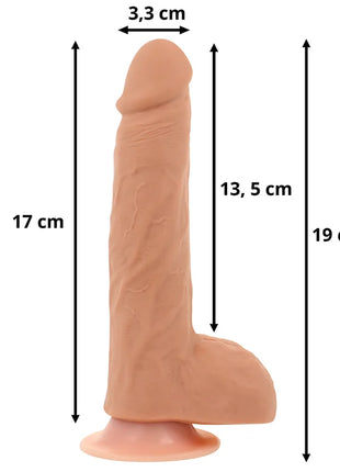 Beiger silikon dildo von ohmama mit realistischem struktur, wärmefunktion und suction basis mit fernbedienung