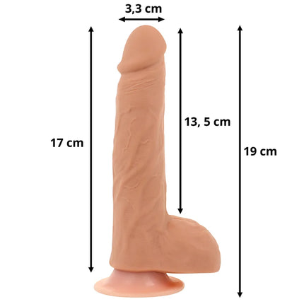 Beiger silikon dildo von ohmama mit realistischem struktur, wärmefunktion und suction basis mit fernbedienung