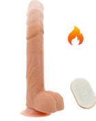 Beiger silikon realistischer männlicher auf und ab dildo mit wärmefunktion und fernbedienung von ohmama
