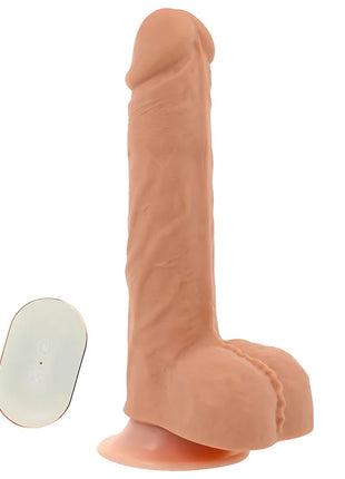 Beiger silikon dildo ohmama mit realistischem texture saugbasis wärmefunktion und fernbedienung