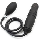 Schwarzer silikon aufblasbarer fetischdildo mit ballonpumpe und spiralschlauch von ohmama