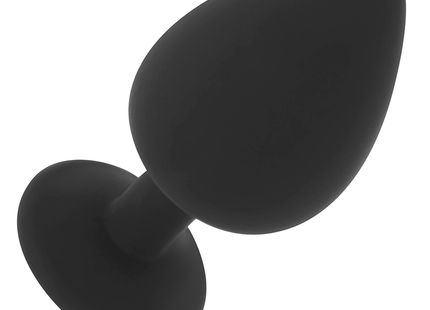 Ohmama diamant-analplug aus schwarzem silikon in großer größe l mit glatter, abgerundeter tropfenform und breiter basis