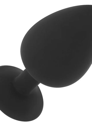 Ohmama diamant-analplug aus schwarzem silikon in großer größe l mit glatter, abgerundeter tropfenform und breiter basis